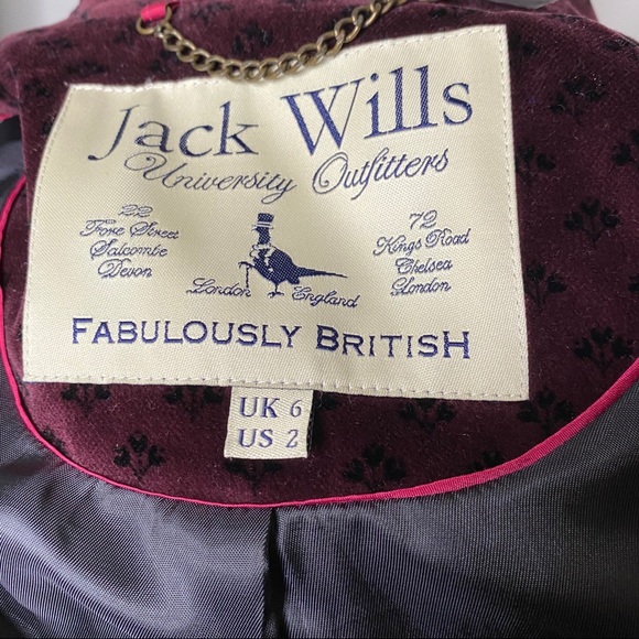 Jack Wills Velvet Blazer Burgundy Floral Print - Picture 6 of 9
